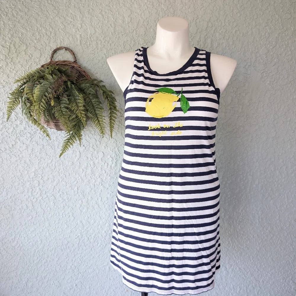 KATE SPADE New York LOOK‎ ON THE BRIGHT SIDE Lemon + Stripe Pajama Gown size m